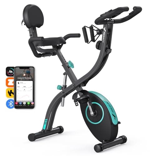 MERACH Exercise Bike, Brake Pad Stationary Bike with Exclusive App, Low Noise Indoor Cycling Bike with 270lbs Capacity, Tablet Mount and Fitness Courses for Weight Loss-Grey