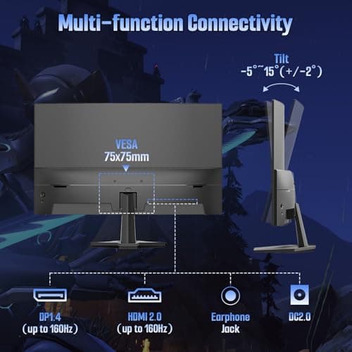 SANSUI 24 Inch Curved 160Hz Gaming Monitor,1500R Curved Gaming Monitor FHD 1080P Computer Monitor,MPRT 1ms Fast VA Display,Freesync,HDR,3000:1, HDMI2.0,DP1.4, VESA Support(ES-G24C1L HDMI Cable Incl.) 8