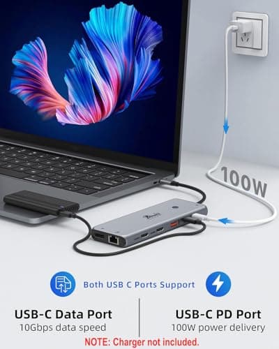 13 in 1 USB C Docking Station - Dual Monitor, Triple Display, 8 USB C/A Ports, Ethernet, Audio - LIONWEI USB C Hub for MacBook,Dell,HP,Lenovo,Surface 5