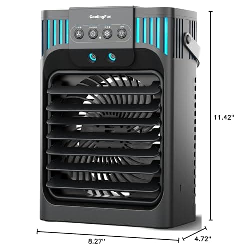 Portable Air Conditioner, LEAEYFE 3 Higher Speeds With 1200ml Extra Large Water Tank, 7 Color Lights 2/8 Hour Timer, 120° OscillatingCooling Fan For Desk, Home, Bed and Living Room 10