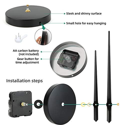 VREAONE Frameless DIY Wall Clock,Large Modern 3D Mirror Sticker kit for Home Living Room Bedroom Office Wall Decorations(Black) 5