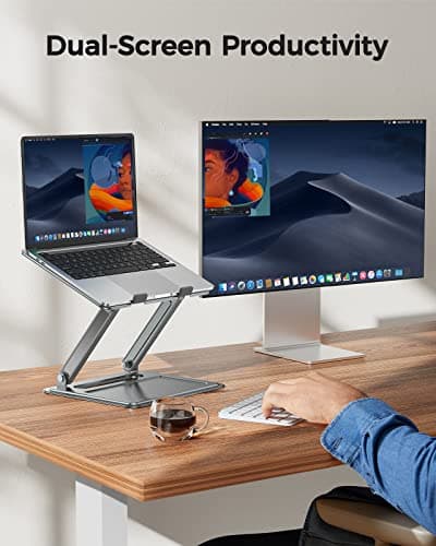 LORYERGO Adjustable Laptop Stand, Portable for 17.3inch Laptops, Holds Up to 17.6lbs, Ergonomic Posture & Heat Dissipation - Gray 7