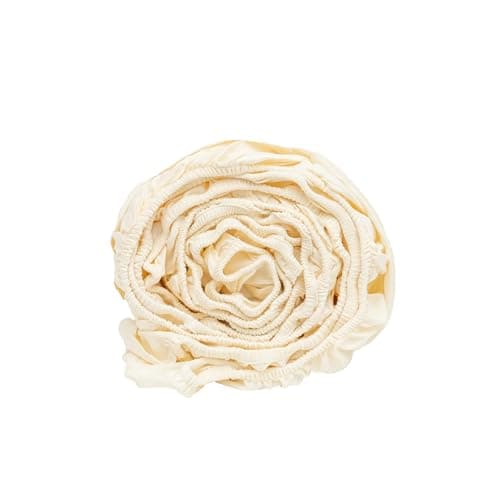 Organic Cotton Queen Fitted Sheet - 400 Thread Count, 100% GOTS Certified Organic Cotton, Breathable, Unbleached, All-Natural, Cooling Sateen Fitted Sheets with Elastic (Queen - Off White)