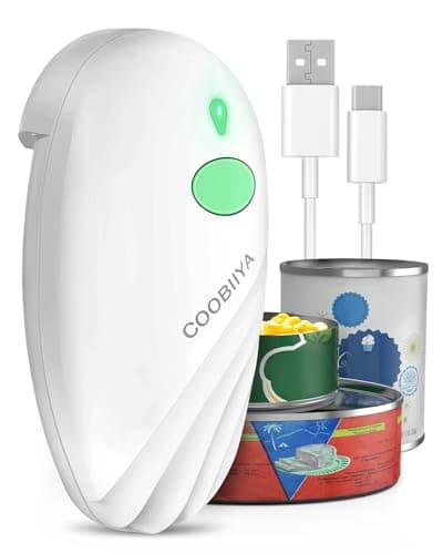 COOBIIYA Electric Can Opener, Rechargeable Cordless Automatic Electric Can Opener for Seniors, Smooth Edge for Kitchen, White