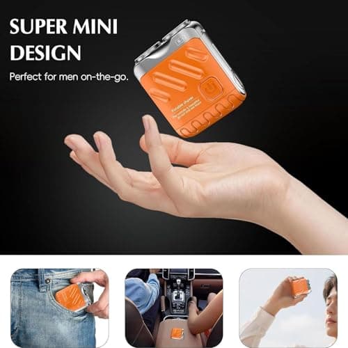 R-12 Luggage Electric Shaver,Beard Shaver Mini and Portable Suitcase Design,Portable Electric Shavers,USB Rechargeable One-Button Long Lasting for Home Travel (Orange) 5
