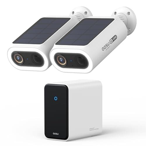 aosu 4K Security Cameras Wireless Outdoor System, 2-Cam Kit with aosuCortex AI, Face Recognition & Behavior Detection, Dual Solar Power, Expandable Up to 16TB, No Monthly Fees for Home Surveillance