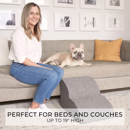 Sturdy Dog Stairs and Ramp for Couches Up to 19" High by ZICOTO - Durable Easy to Walk on Steps for Small Dogs and Cats - Allows Your Pets Easy Instant Access to Your Sofa or Low Bedside 6