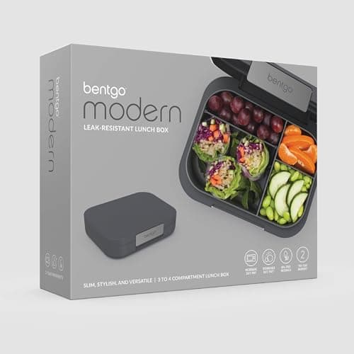 Bentgo Modern - Adult & Teen Bento Lunch Box; 3-4 Compartments, Leak-Resistant, 5.5 Cup Capacity/44 fl oz, Improved Locking Clips, Reusable, BPA-Free, Dishwasher/Microwave Safe Tray (Dark Gray) 8
