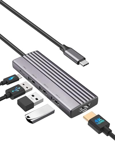 USB C Hub, 5-in-1 USB C MultiPort Adapter for MacBook Pro,USB C to HDMI Hub dongle, with HDMI 4k,100W PD, 3*USB 3.0, usb hubs Adapter Compatible with MacBook Air/iMac/Dell/Acer/HP/ASUS
