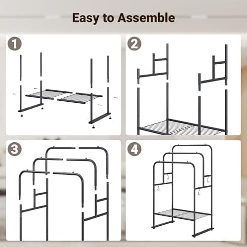 ELYKEN 40'' Tall Standing Towel Racks, 3 Tier Towel Drying Rack Outdoor, Pool Towel Stand Blanket Holder with Shelf & 4 Removable Hooks, Metal Freestanding Towel Racks for Bathroom, Matte Black 8