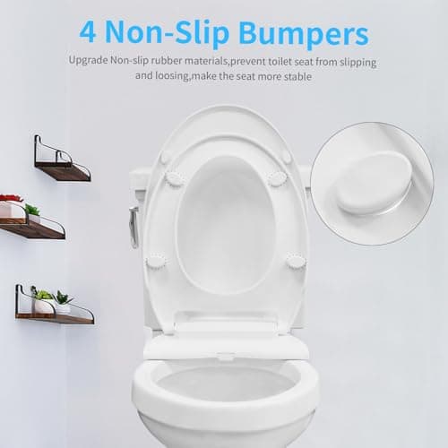 Non-Electric Toilet Bidet Seat, Elongated Seats with Adjustable Water and Dual Nozzle System for Bathroom, Easy Installation, White Bidets Attachment 5