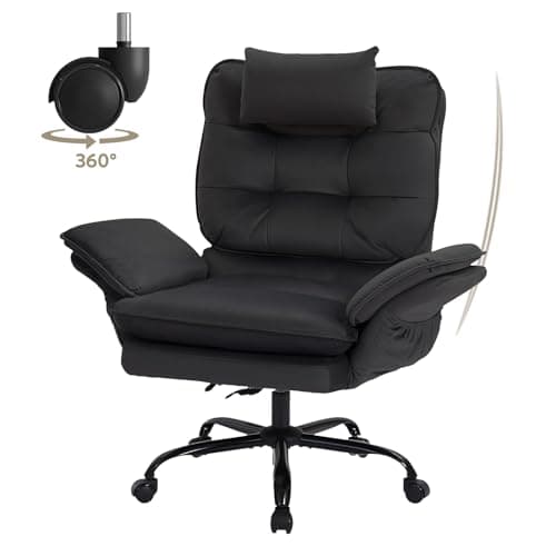 Bestier Cross Legged Office Chair, Criss Cross Chair with Adjustable Arms, 135° Reclining Velet Executive Chair with Wheels, Big and Tall Computer Desk Chair for Home, Office - Black 7