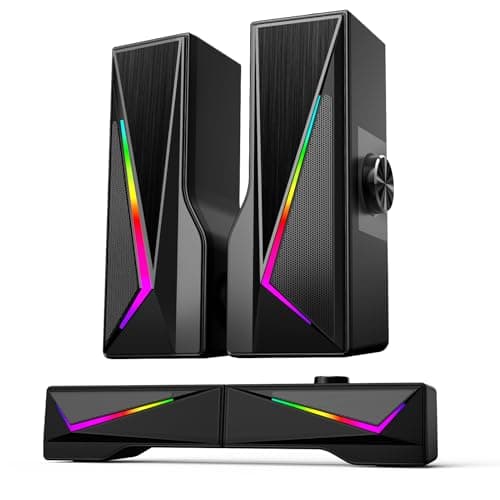 Computer Speakers for Desktop, Bluetooth & USB Input, USB Powered Gaming Stereo Speakers for PC Laptop Monitor, 6 Colorful RGB Modes, Detachable 2-in-1 Design (Package Only 2 Speaker)