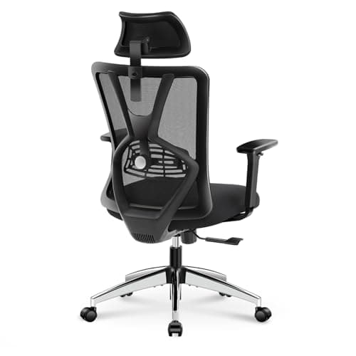 Ticova Ergonomic Office Chair - High Back Desk Chair with Adjustable Lumbar Support & 3D Armrest - 130°Reclining & Rocking Mesh ComputerChair with Thick Seat Cushion & Rotatable Headrest