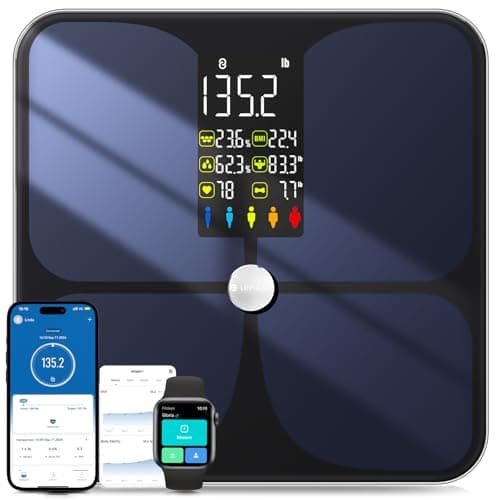Lepulse Scale for Body Weight, Smart Digital Bathroom Weight Scale with BMI Muscle Mass 20 Body Composition Metrics,4.68"Large Display Body Fat Scales, Heart Rate, Accurate Bluetooth Weighing with App