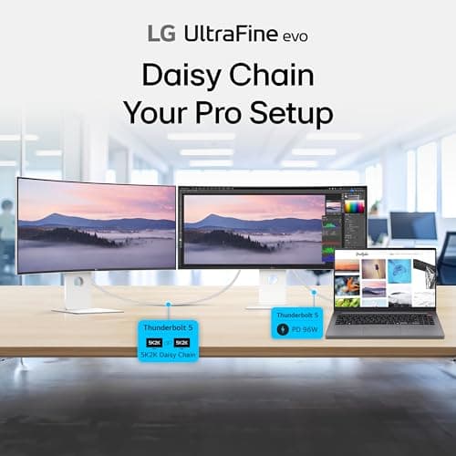 LG 40U990A-W 40-inch Ultrafine evo 5K2K WUHD (5120 x 2160) Nano IPS Curved Monitor, Thunderbolt 5, DisplayHDR 600, Built-in Speaker, 120Hz, HDMI 2.1, DP 2.1, USB C, Tilt/Height/Swivel Stand, White 10