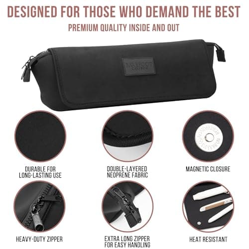 BAREFOOT CARIBOU Hair Tools Travel Bag and Heat Resistant Mat for Flat Irons, Straighteners, Curling Iron, and Haircare Accessories, 2-in-1 design, with Interior Pockets, Portable Organizer (Black) 8