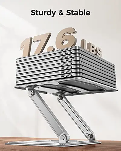 LORYERGO Adjustable Laptop Stand, Portable for 17.3inch Laptops, Holds Up to 17.6lbs, Ergonomic Posture & Heat Dissipation 5