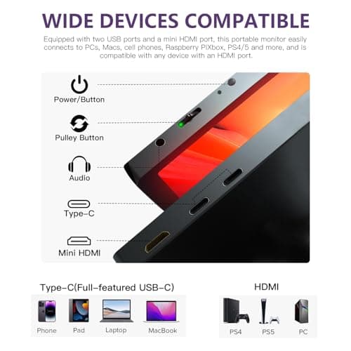 gogtesi 16 Inch 120Hz Portable Gaming Monitor, 100% sRGB 2.5K QHD 400nits Portable Monitor with HDR, Ultra Slim, Eye Care, External Second Screen for Laptop, PC, PS5, Mac, Xbox 3