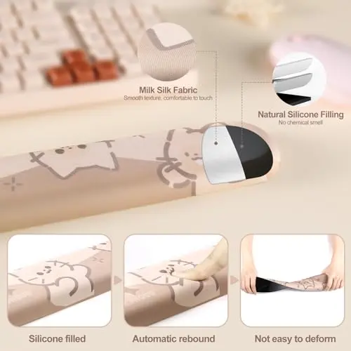 YUNZII QL75 Wireless Typewriter Retro Mechanical Keyboard(Green, Cocoa Cream V2 Switch) Keyboard Wrist Rest(Cat) 9