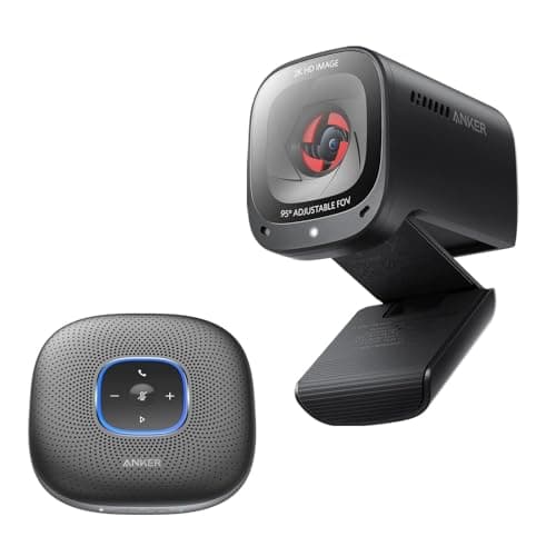 Anker PowerConf Zoom Certified Conference Speaker PowerConf C200 2K Webcam, 360°Enhanced Voice Pickup, 24H Call Time, AI-Noise Canceling Microphones, Adjustable Field of View, Low-Light Correction
