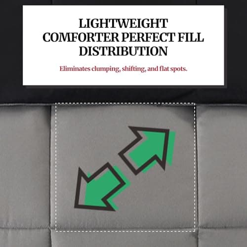 Down Alternative Bedding Comforter Queen Size - All-Season Soft Reversible Microfiber Bedding Comforter - Lightweight & Machine Washable(Black/Dark Gray, Queen (U.S. Standard)) 6