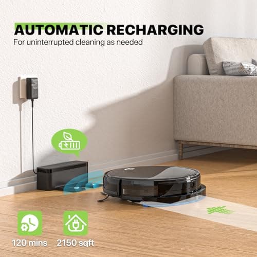 Magshion Robot Vacuum Cleaner, 2800Pa Strong Suction, App Control, 120 Mins Runtime, Self-Charging, 2 in 1 Mopping Robot Vacuum with Watertank and Dustbin, for Low Carpet Pet Hair Hard Floors 7