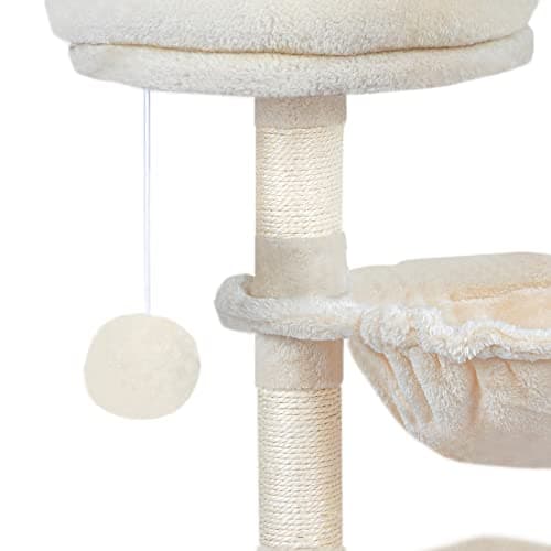 HOOBRO Small Cat Tree Tower with Luxury Condo, Basket Hammock for Indoor Kittens with Scratching Posts, Kittens Pet Activity Tree, Beige BE07CT03 9