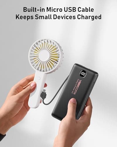 Portable Charger Power Bank Built in Cables and Wall Plug, 10000mAh iPhone Battery Pack Fast Charging, USB C External Slim Power Bank, Travel Essentials Compatible with iPhone 17 16 15 14 iPad, Black 5