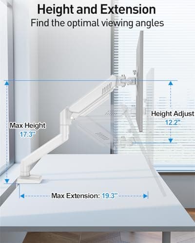 Single Monitor Arm Fits up to 32 Inch, Desk Mount Holds 4.4-19.8lbs Computer Screen, Full Motion Gas Spring, VESA Mount 75x75, 100x100, Freelift 8