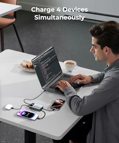 JOYFAR Portable Charger Power Bank - 30000mAh 65W Laptop Travel Essentials Battery Pack USB C Built in Cable Phone Fast Charging Compatible with iPhone 16 15 14 13 iPad MacBook Samsung Google (Grey) 6