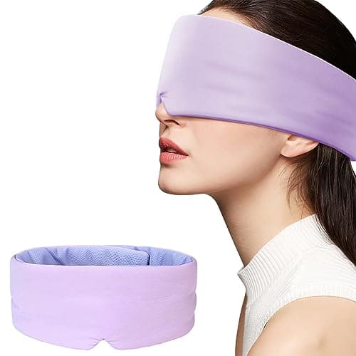 BLSSNZ Silk Sleep Mask for Women - Soft Breathable Organic Natural Mulberry Silk Fabric Blackout Eye Mask for Sleeping with Adjustable Straps No Pressure Eye Mask for Travel Essentials (Purple)