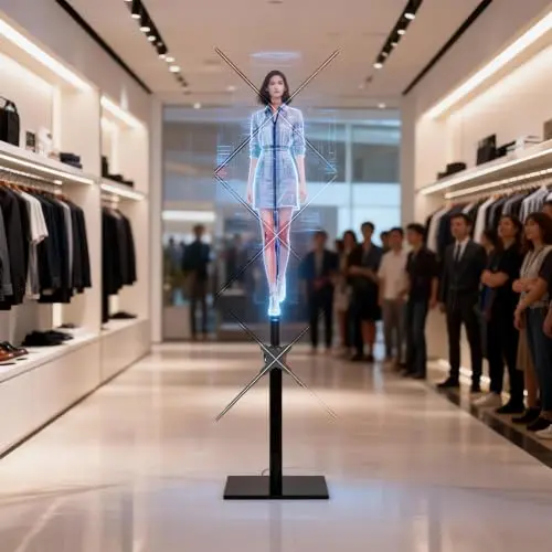 3d Splicing Holographic Display Fan 22'' 3 Pcs With Stand Set 3dhologramFan Led Projector Christmas Tree, With Wifi & Bluetooth, App And Remote Control, for Halloween Party Events Holographic Light 8