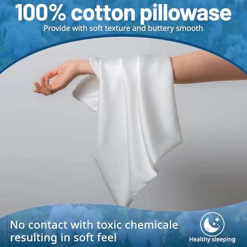 Bedlifes 100% Cotton Pillow Cases Standard Size-Egyptian Cotton Pillowcases Set of 2 -Queen-Organic Breathable Soft Cooling Cotton Pillow Covers for Hot Sleeper-20”X30”-White 7