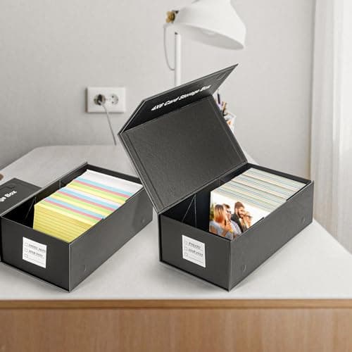 CollectHall 4x6 Index Card Holder Storage Box, Index Card Holder Organizer, 4x6 Recipe Card Box- 1 Pack 5