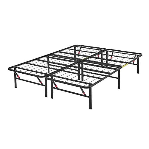 Amazon Basics Bed Frame with Ample Underbed Storage, Foldable Metal Platform, Sturdy Steel, No Box Spring Needed, 14 inches High, Noise-Free Support, Easy Assembly Tool-Free Setup, Full Size, Black