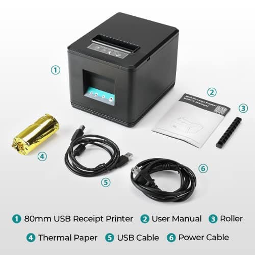 MUNBYN 80mm USB Thermal Receipt Printer, POS Printer with Auto Cutter ESC/POS Command Support Windows Mac, Do Not Support Square (Only USB Interface) 5