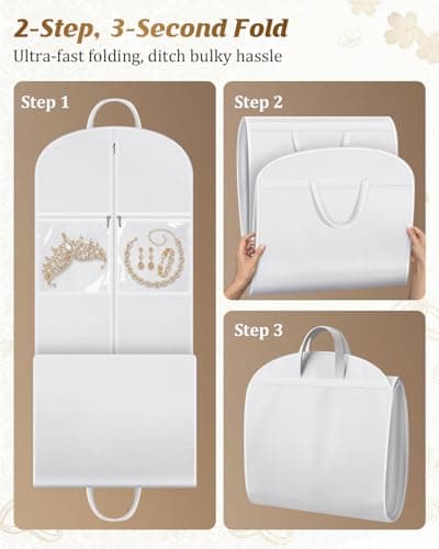 MISSLO Portable 70" Wedding Dress Garment Bag with Bride Tote Bag 8'' Gusseted Dress Bags for Gowns Long 4 Pockets Dress Cover for Women, White 7