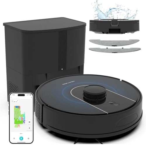 Bagotte Robot Vacuum and Mop, Robot Vacuum Self Emptying, 5000Pa Powerful Suction, 90-Day Hands-Free, Advanced Smart Mapping, LiDAR Navigation Robotic Vacuum for Pet Hair, Dust, Carpet, WiFi/App/Alexa