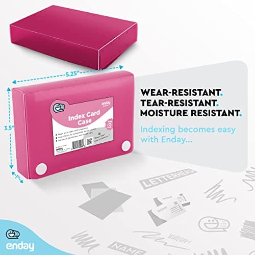 3" X 5" Index Card Case Holds 100 Cards Includes Business Card/Index Holder and 5 Tab Dividers Comes in Assorted Color – (Pack of 4) By (Emraw) 5