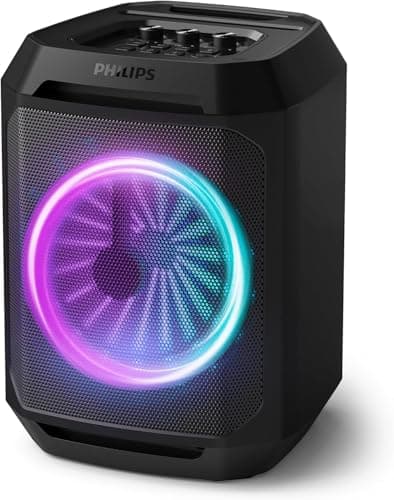 Philips Bluetooth Party Speaker, Dynamic Bass Boost, Bluetooth and Aux-in, Microphone Input, Wireless Pairing for Stereo Sound, Up to 7 Hours Battery, Built-in Carry Handle (Party Speaker 2208-4)