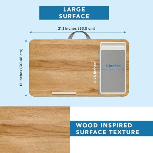 LAPGEAR Home Office Lap Desk with Device Ledge, Mouse Pad, and Phone Holder - Oak Woodgrain - Fits up to 15.6 Inch Laptops - Style No. 91589 5