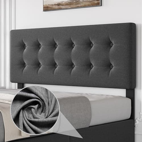IDEALHOUSE Full Size Bed Frame with 4 Storage Drawers and Adjustable Headboard, Upholstered Mattress Foundation with Skin-Frienly Linen, No Box Spring Needed, Dark Grey (Full) 7