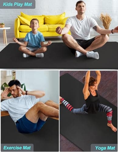 Extra Long & Wide Thick Yoga Mat for Tall Men & Women, 84'' x 32'' x 7mm Oversized Yoga Mat Double-Sided Non Slip, Pro TPE Yoga Mats with Strap 6