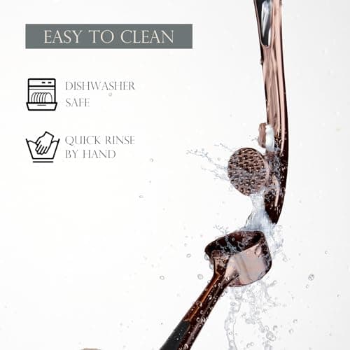 Kitessensu High Effective Premium Garlic Press Set, With Silicone Garlic Peeler & Brush, Heavy Duty Garlic Mincer, Easy to Squeeze and Clean, Rust Proof & Dishwasher Safe - Bronze 8