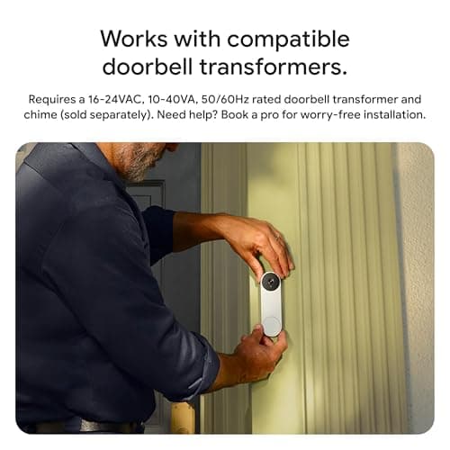 Google Nest Doorbell (Wired, 3rd Gen) - 2K Video and Gemini, Live View, Night Vision, 2-Way Audio - Works with Google Home - 2025 Model - Hazel 10