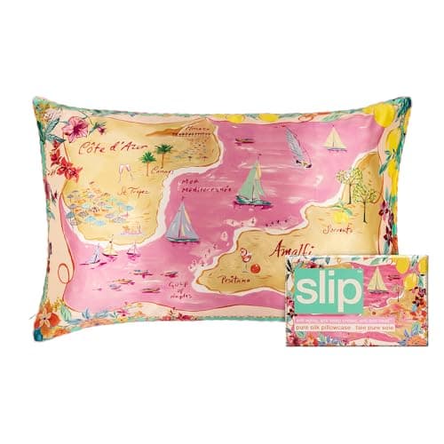 slip Queen Pure Silk Pillow Case - 100% Pure 22 Momme Mulberry Silk - Queen Size Standard Pillow Case - Anti-Aging, Anti-BedHead, Anti-Sleep Crease, Beach Club (20" x 30")