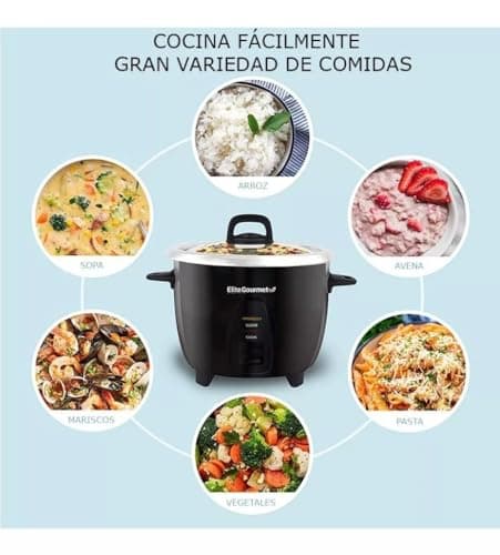 Elite Gourmet ERC2010B Electric Rice Cooker with Stainless Steel Inner Pot Makes Soups, Stews, Porridge's, Grains and Cereals, 10 cups cooked (5 Cups uncooked), Black 7