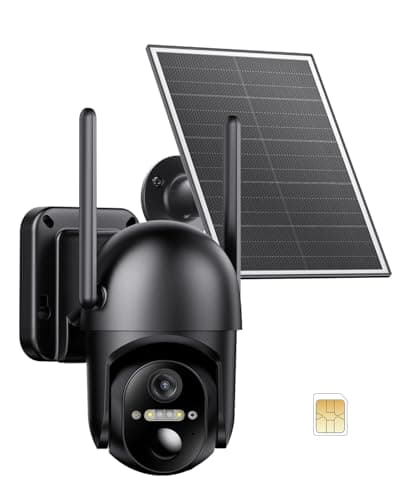 Tefrio Cellular Security Camera Outdoor with 4G LTE SIM Card, No WiFi Needed, Support Unlimited Data Plan, 360° Live Video, PIR Motion Alerts, 2K Color Night Vision, Remote Access for Farm/Jobiste