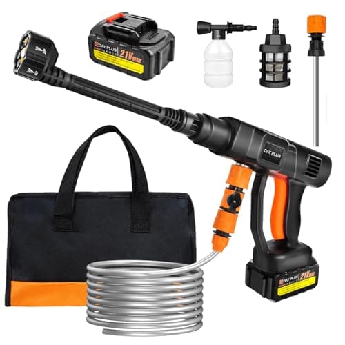 Cordless Pressure Washer, Portable Power Washer with Rechargeable 3.0Ah Battery 6-in-1 Nozzle, Handheld High-Pressure Car Washer Gun with Tool Case for Cars, Floors, Fences